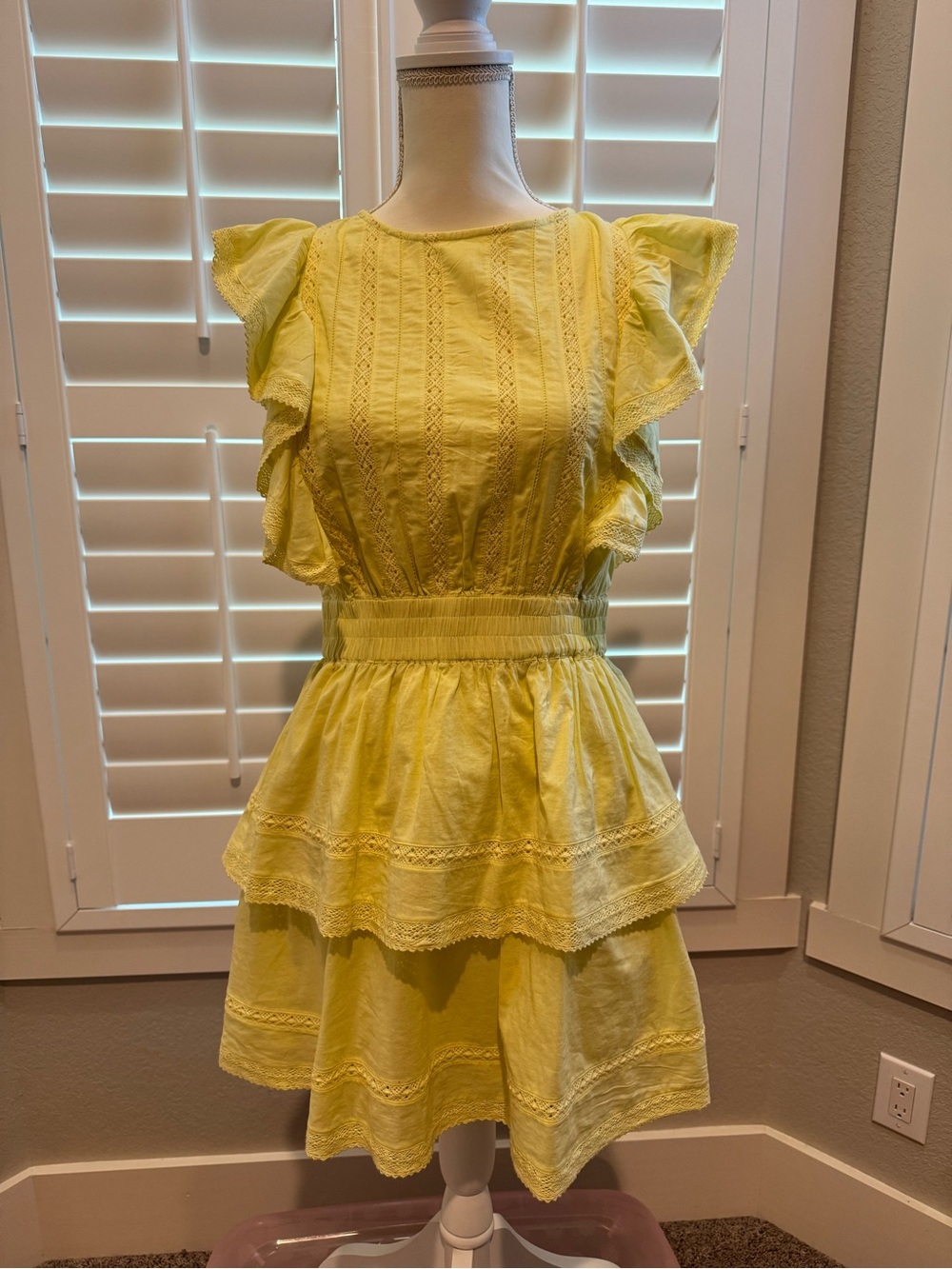 Chelsea & Violet Lemon Yellow Ruffle Tiered Mini Dress